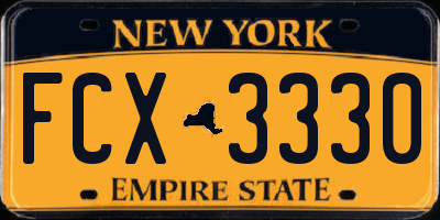 NY license plate FCX3330