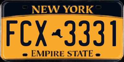 NY license plate FCX3331