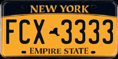 NY license plate FCX3333