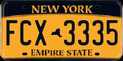 NY license plate FCX3335