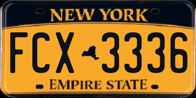 NY license plate FCX3336