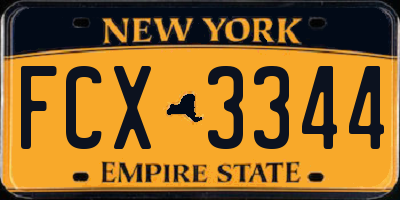 NY license plate FCX3344