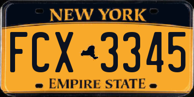 NY license plate FCX3345