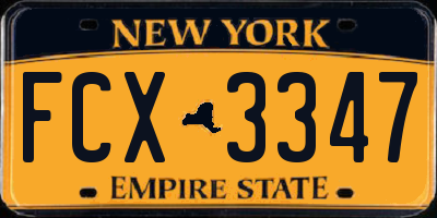 NY license plate FCX3347