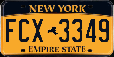 NY license plate FCX3349