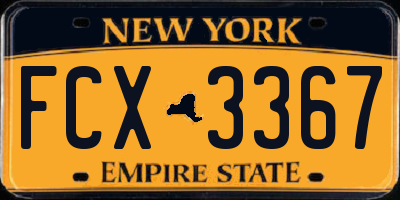 NY license plate FCX3367