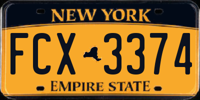 NY license plate FCX3374