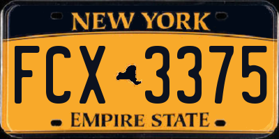 NY license plate FCX3375