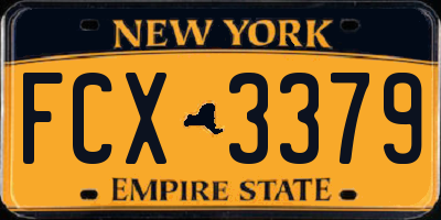 NY license plate FCX3379