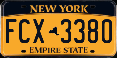 NY license plate FCX3380