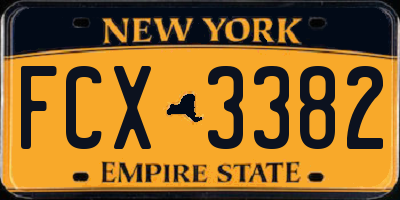 NY license plate FCX3382