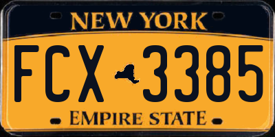NY license plate FCX3385