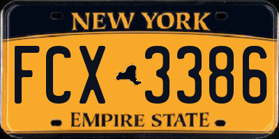 NY license plate FCX3386