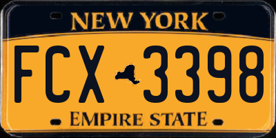 NY license plate FCX3398