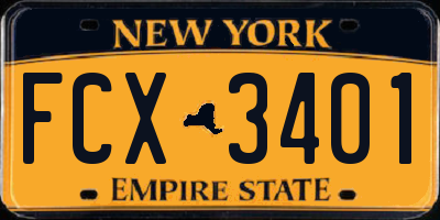 NY license plate FCX3401