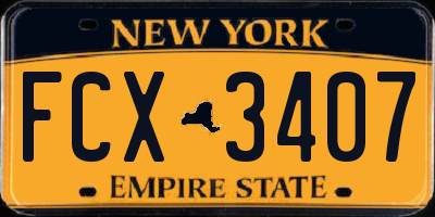 NY license plate FCX3407