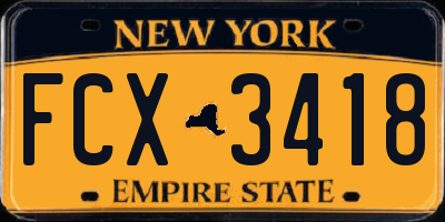 NY license plate FCX3418