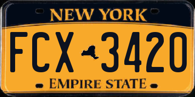 NY license plate FCX3420