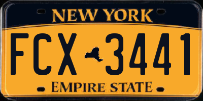 NY license plate FCX3441