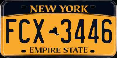 NY license plate FCX3446