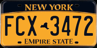 NY license plate FCX3472