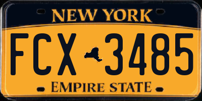 NY license plate FCX3485