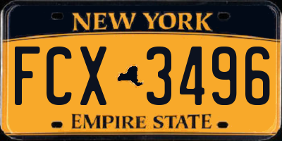 NY license plate FCX3496