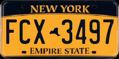 NY license plate FCX3497