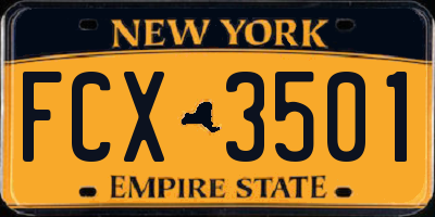 NY license plate FCX3501