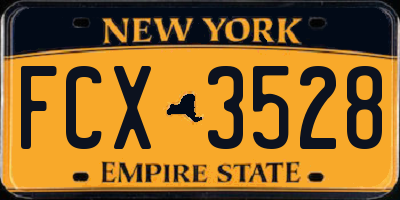 NY license plate FCX3528