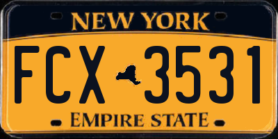 NY license plate FCX3531