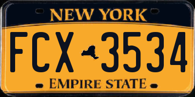 NY license plate FCX3534