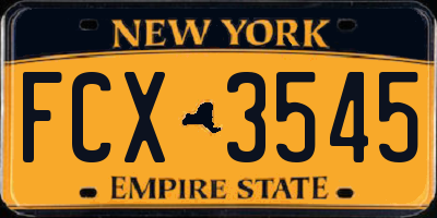 NY license plate FCX3545