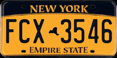 NY license plate FCX3546