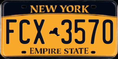 NY license plate FCX3570