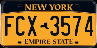 NY license plate FCX3574