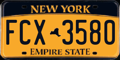 NY license plate FCX3580