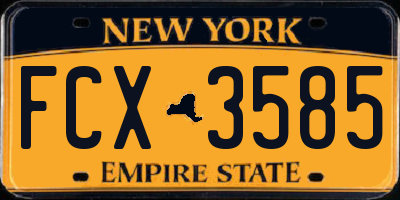 NY license plate FCX3585