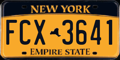 NY license plate FCX3641