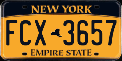 NY license plate FCX3657