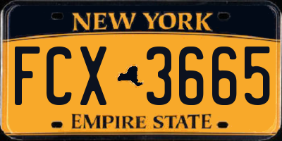NY license plate FCX3665