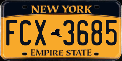 NY license plate FCX3685