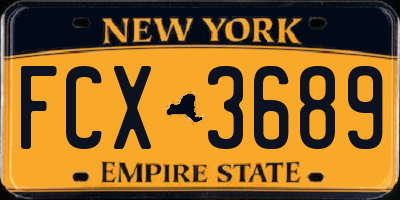 NY license plate FCX3689