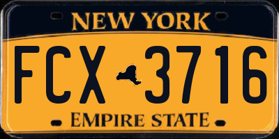 NY license plate FCX3716