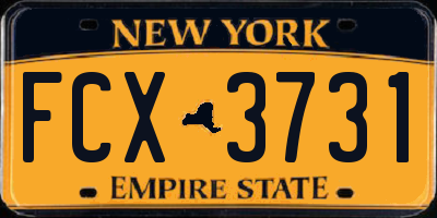 NY license plate FCX3731