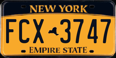 NY license plate FCX3747