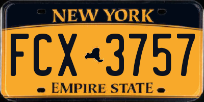 NY license plate FCX3757