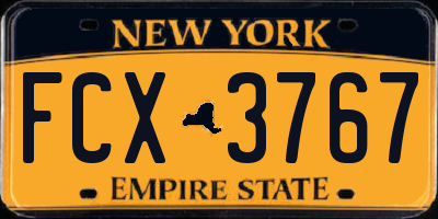 NY license plate FCX3767