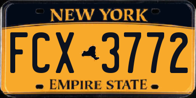 NY license plate FCX3772