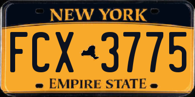 NY license plate FCX3775